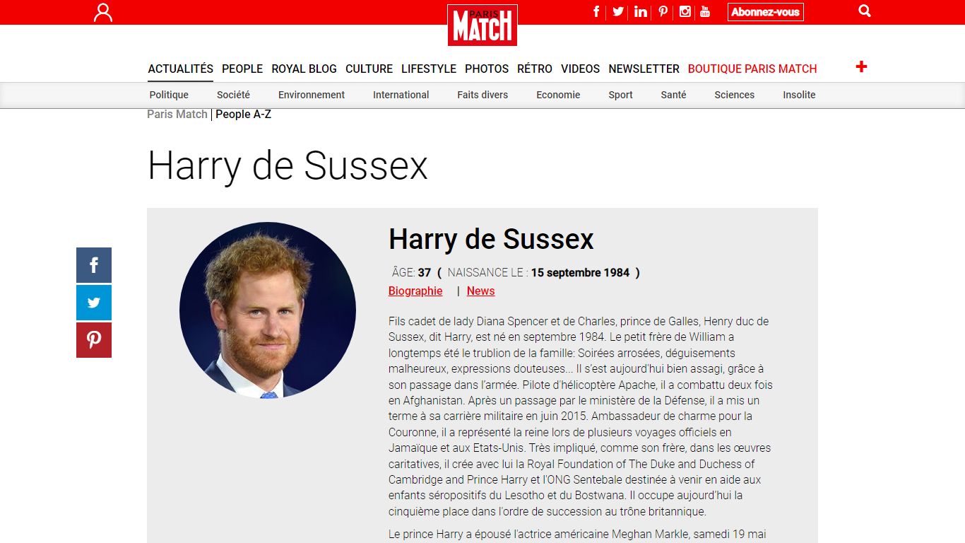 Prince Harry | Paris Match